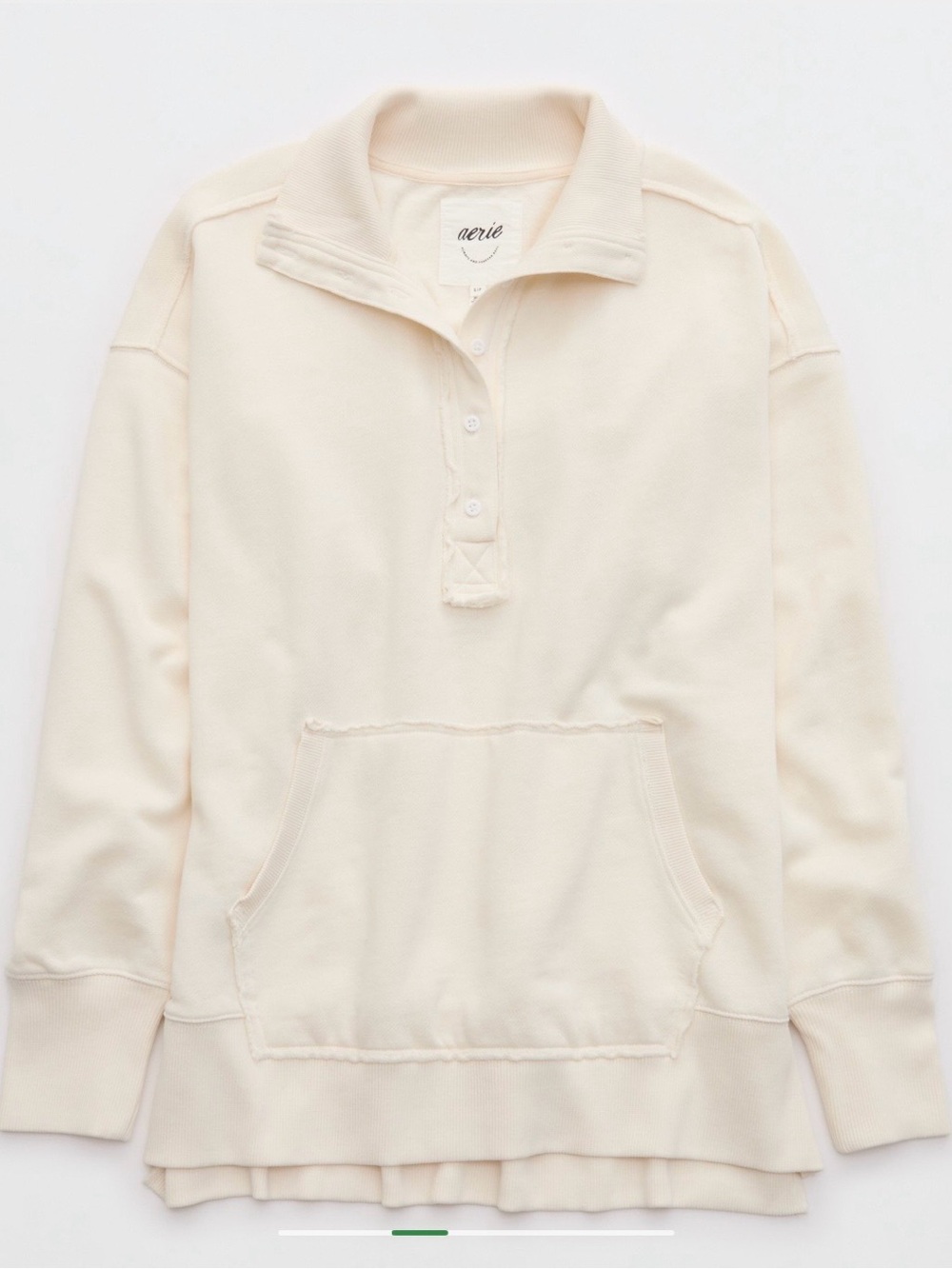 Aerie Women’s Vintage Popover Polo Sweatshirt Natural Color Size L